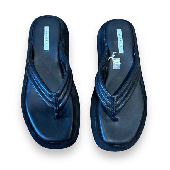 Gianni Bini Wesley Leather Suede Platform Flip Flop Thong Sandals Cushion Straps - Picture 8 of 12